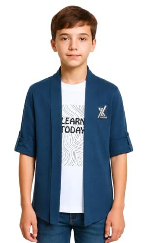 Image of CAVIO Boys Solid Open-Front Shrug with T-Shirt