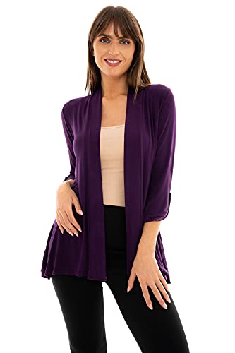 Image of Loxdonz Women's Open Front Cardigans Casual 3 /4 Sleeve Cardigan Soft Lightweight Top