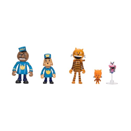 Dog Man Film-Actionfiguren-Multipack-Set von Jakks Pacific, enthält 6 cm bewegliche Figuren – inspiriert Movie Toys, Lil Petey, Petey, Chief und Flippy!
