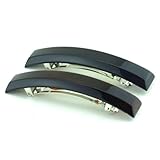 Parcelona French Bar Volume Large 4” Celluloid Automatic Set of 2 Hair Clip Barrette French Strong Hold Grip Hair Clips for Women No Slip Fashion Durable Styling Girls Paris Hair Accessories, Made in France (Tortoise Shell-Black) -  MECDY