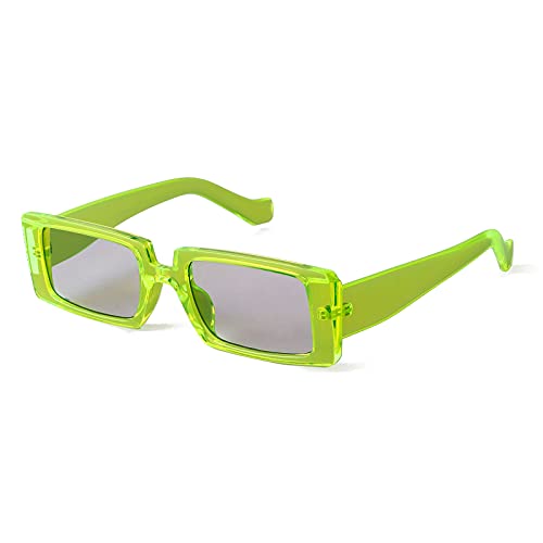GIFIORE Rectangle Sunglasses for Women Men Vintage Square Glasses (Shiny Green)