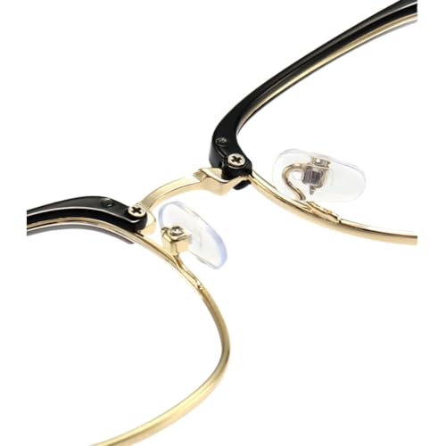 Image of Shiratori Retro Eyebrow Frame Glasses for Men, Semi-Rimless Blue Light Blocking Glasses, Anti Blue Light Computer Glasses