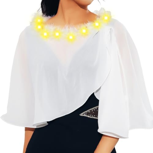 EVILD Women's Shawl Wraps Light Up Evening Dress Capelet Shrug Prom Chiffon Cape