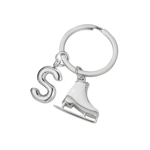LIKGREAT Ice Skate Keychain for Unisex Stainless Steel Figure Skating Initial Ice Skating Charm Keyring Handbag Decoration (S)
