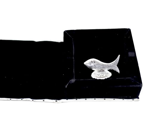 Image of KMJ Pure Silver Fish Idol /Statue /Figurine for Vastu and Wealth| Chandi ki Machli | Handcrafted Fine Silver Decorative Showpiece | Good Luck Symbol for Home, Office & Gifting, 35 x 25 Mm