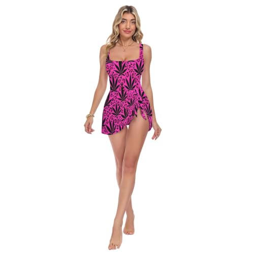 Robe de bain violette léopard Skyvora masquant les hanches avec grand maintien