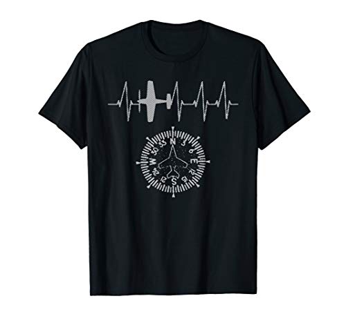 Funny Airplane Pilot Shirt Heartbeat T-Shirt Aviation Gifts