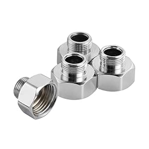 Water Line Adapter, 4 PCS Pipe Fittings in 1/2″ Female to 3/8″ Male Reducer Adapter, Compression Fitting for Kitchen Bathroom Faucet Supply Hose, Stop Valve Adapter, Pipe Connector With Rubber Washer
