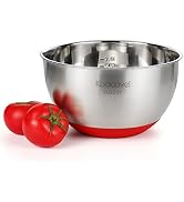 Koocovel Metal Mixing Bowls Stainless Steel, Metal Bowl for Baking, Non Slip Mixing Bowl, Salad B...