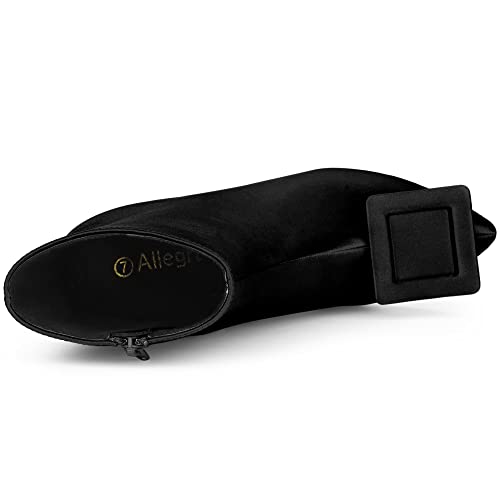 Allegra K Women's Satin Pointed Toe Stiletto Heels Black Dress Ankle Boots 6 M US