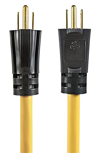 Apollo Wire & Cable, 25 Ft 12/3 Sjtw Heavy Duty Outdoor Extension Cord, Water & Weather Resistant, Flame Retardant, Yellow, 3 Prong Grounded Plug, #TOP2