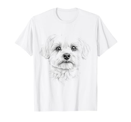 Malteser Hund Motiv Haustier Kunstwerk Malteser T-Shirt