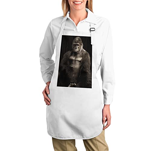 Tablier cuisine de qualité premium blanc portrait gorille style classe - 2