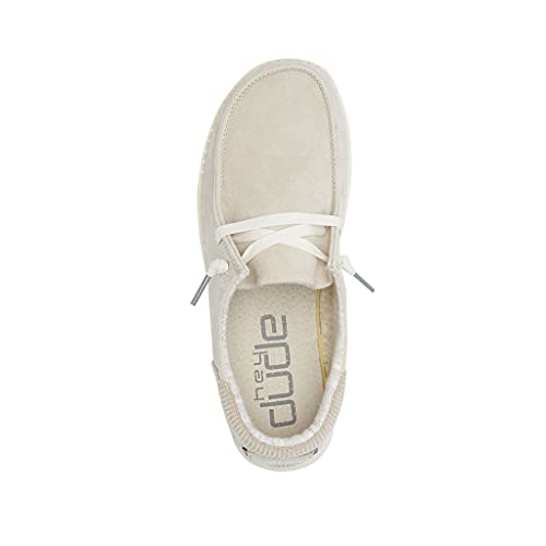 Image of HEYDUDE Women's Wendy Suede Off White Size 11 | Women's Shoes | Women's Lace Up Loafers | Comfortable & Light-Weight
