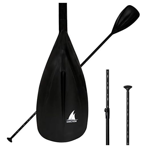 Karltion SUP Paddle - 3 Pieces Adjustable Aluminium SUP Paddle Alloy Shaft Paddle Board Paddles with Glass Fiber Blade for Surfing, Floating,Water Sport-Black