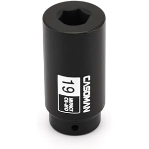 CASOMAN 1/2"Drive 19mm Crank Bolt Socket for Honda, Harmonic Balancer Socket, 3 Times Momentum Power of Standard Impact Sockets, CR-MO