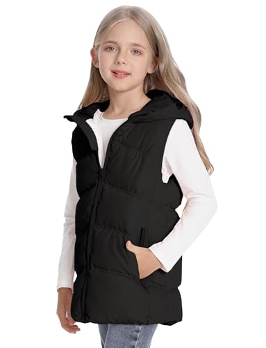 Happy Cherry Boys Girls Puffer Vest Winter Warm Zipper Hooded Sleeveless Jacket Outerwear3