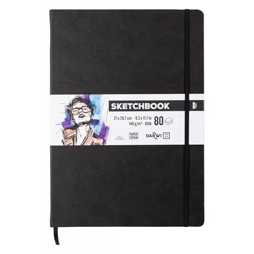 Cuaderno dibujo A4 anti traspaso de hojas gruesas 140g Darwi For You negro