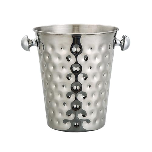 TENYELE Cubo de vino de boca ancha para bebidas con patrón de martillo, sin aceros, pistas de hielo, bebidas, para paridades, recogida de champán, enfriador de bebidas metálicas, cerveza, bebida