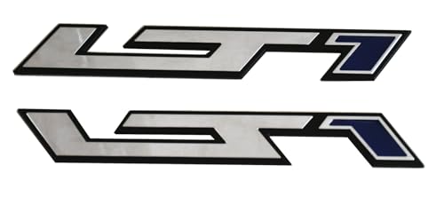 Image of Pair New LT1 Emblems 3D Badge Left and Right Engine Hood Badge Decal Replacement for Corvette C4 C7 ZR1 (Silver Blue)
