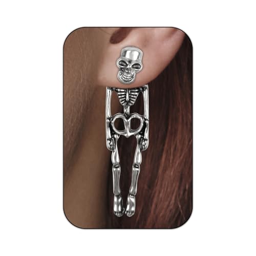 Halloween Earrings for Women, Gothic Skeleton Skull Dangle Earrings for Women, Detachable Gothic Earrings Dangling Jewelry for Women Halloween Theme Costume Accessories