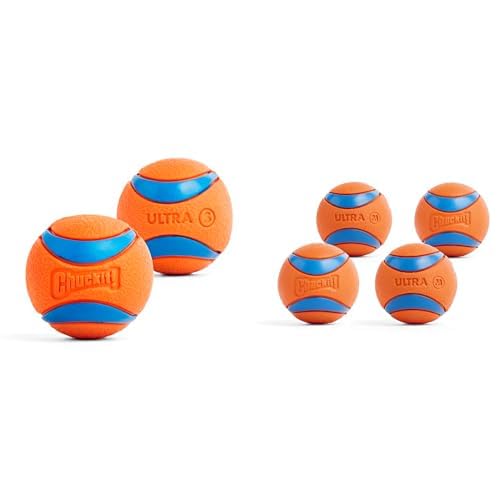 Chuckit Ultra Ball Dog Toy Bundle - Small 2-inch Pack of 2 Medium 2 5-inch Pack of 4