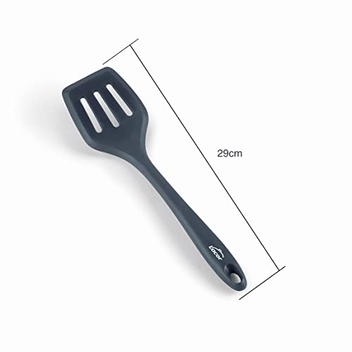 LACOR 64468 Grey Spoon Hole Spatula Silicone Kitchen Utensils Ergonomic Handle Non-Stick High Temperature Resistant Dishwasher Safe Length 29cm - Image 2