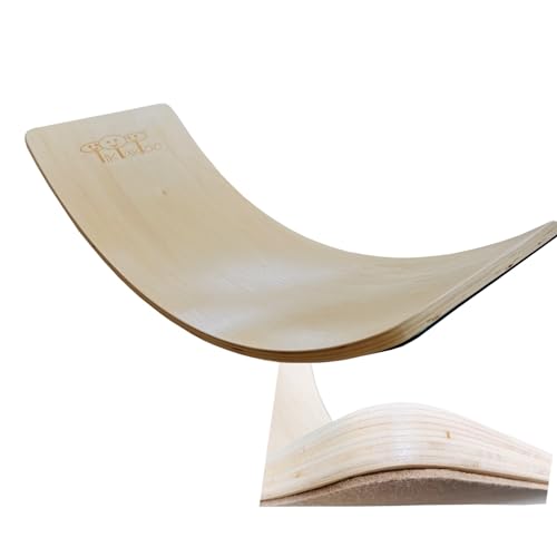 Balance Board mit Fingerschutz Balancierbrett aus Holz 80x30 cm Wackelbrett für Kinder Erwachsene Yoga Fitness Racker mit Filz-Seite (schützt Parkett, Dielen und Fliesen)