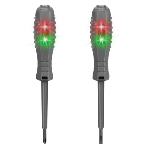 Flintronic 2 PCS Detector de Voltaje Sin Contacto, 2 en 1 Detector de Voltaje sin Contacto, Identificar Fase y Neutro, Busca Polos, LCD Buscapolos, Localizador Punto de Rotura (Cabeza Plana + Cruceta)