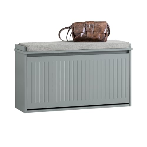 SoBuy Banco Zapatero con Asiento   Zapatero Recibidor para Entrada y Recibidor, Almacenaje para 6 8 Pares de Zapatos, 155kg de Carga, Diseño Moderno, Gris, 80x26x45cm, FSR98 L HG