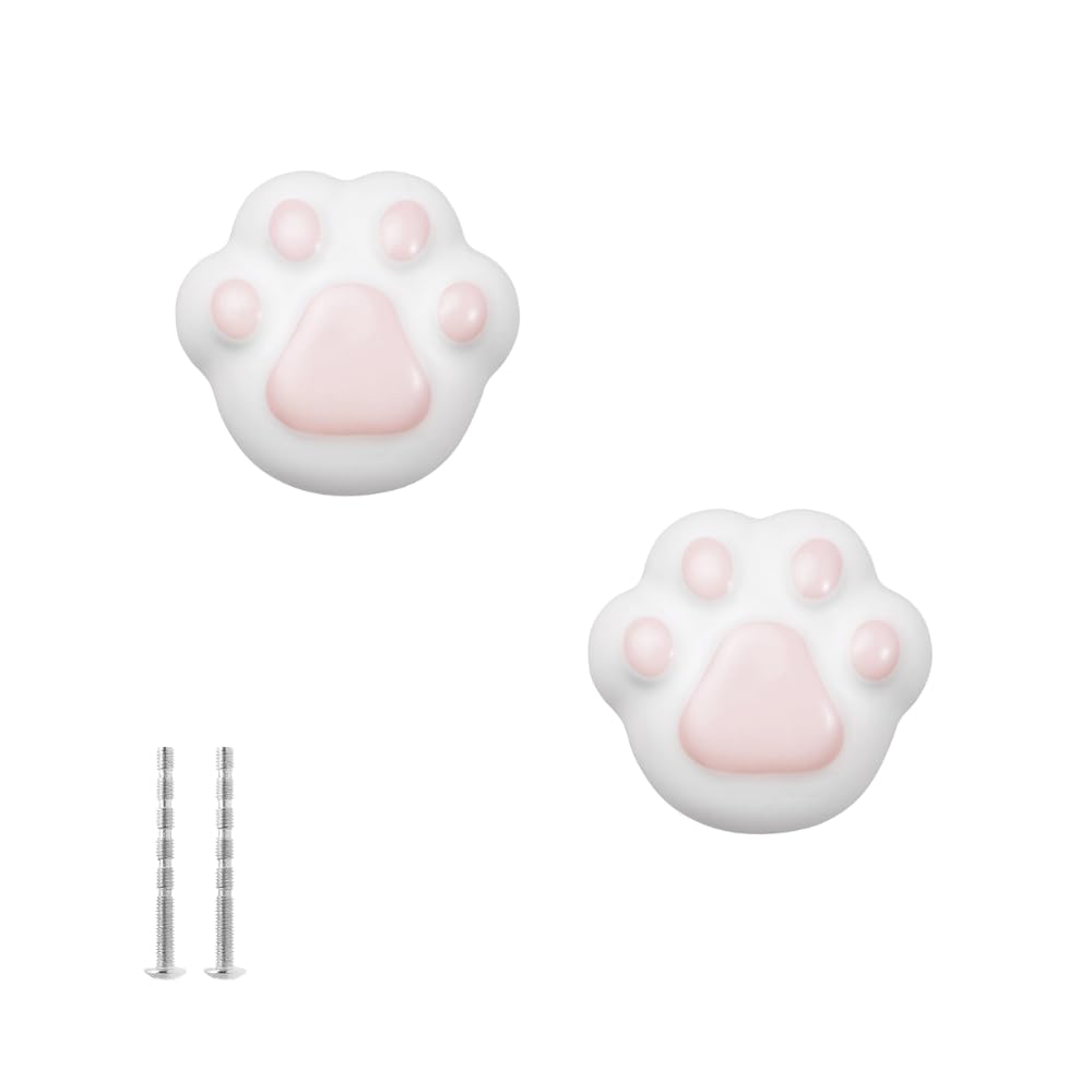 Pomelli Decorativi a Forma di Zampa di Gatto, Maniglie in Ceramica per Mobili, Disponibili in 6 Colori, per Cassetti e Armadi (bianco)