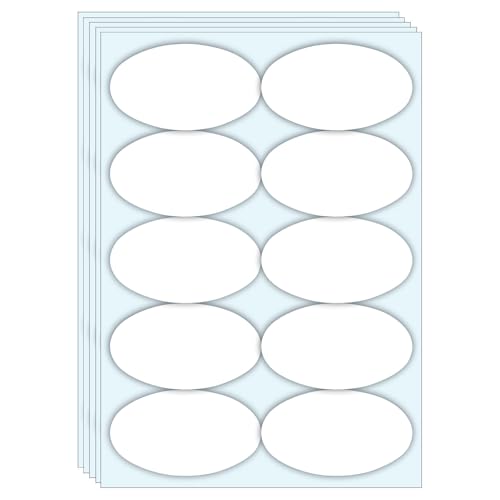 Image of CVANU Spice Jar Label Stickers (100PCS - White) Self-Adhesive Kitchen Container Labels with Black Marker | Matte Writable Stickers for Spice Bottles, Storage & Masala Boxes | Oval Design Blank Labels