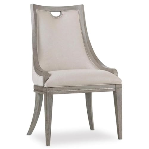 Hooker Furniture Sanctuary Upholstered Dining Side Chair in Epoque (Set of 2) - Grey, Modern Style, Dining Chair, Shimmering Fabric, Polyester Fill, Oak Veneers -  5603-75410-LTBR