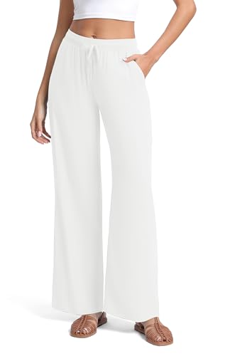 Urban CoCo Women's Lightweight Wide Leg Pants Elastic Waist Loose Office Casual Palazzo Trousers for Spring Summer2
