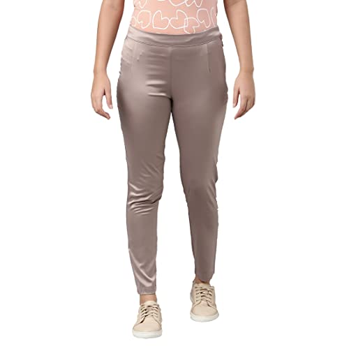 Image of GO COLORS Women Mid Rise Polyester Shiny Pant