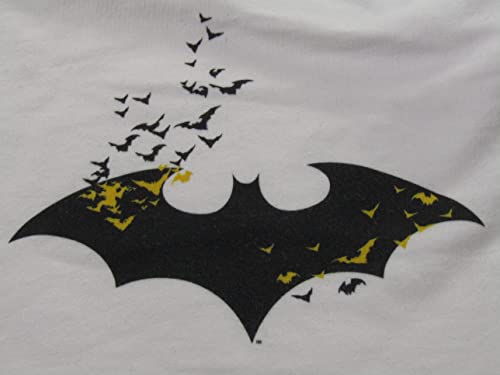 Batman Bat Logo with Flying Bats Men's White Graphic Sleep Shorts2