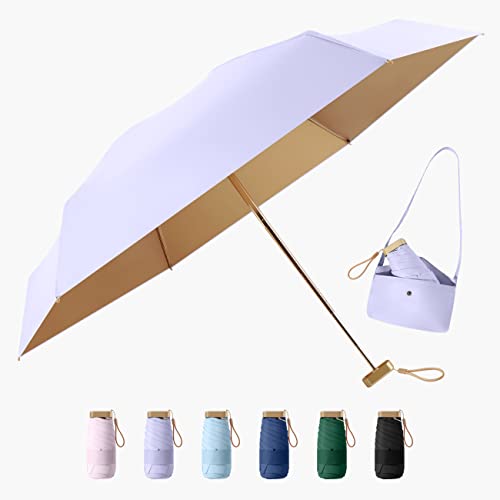 Time Lover Sun & Rain Travel Umbrellas With 99% Uv Protection For Girls And Women,Upf 50+ Mini Capsule Umbrella Lightweight And Windproof Umbrella,Portable Backpack Storage,Purple #TOP13
