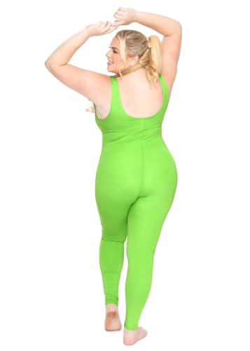 Image of STRETCH IS COMFORT Womens Plus Size Tank Unitard Athletic Rompers For Women | 95% cotton 5% spandex, round neckline, sleeveless straps, U-back, seamless front, one piece outfits for women, workout romper