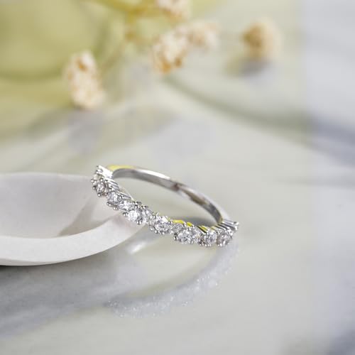 SHINYSO Silver Wedding Rings for Women Cubic Zirconia Eternity Ring CZ Thin Stacking Engagement Rings for Women Size 4-102