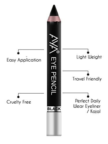 Image of AYA Eye Pencil for Kajal /Eyeliner - set of 4 (Black, Blue, Golden, Silver) | Glides Smoothly | Creamy smooth formula | Light weight