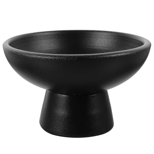 YARNOW Ciotola Per Frutta In Ceramica Ciotola Con Piede Ciotola Rotonda Per Dessert Ciotola Decorativa Per Decorare Il Tavolo Della Cucina Nera