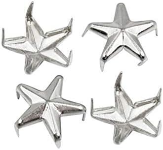 Trimming Shop 50 Pieces Star-Shaped Studs with Spikes - Hand Pressed Nail Head Rivets 10Mm Silver
