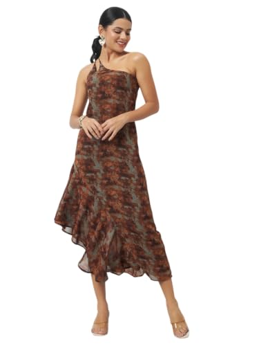 Image of Trend Arrest.ed Women's Floral One-Shoulder Cocktail Dress | Asymmetrical Hem with Lining | Adjustable & Removable Pads | Elegant Fit for Party, Wedding & Special Occasions