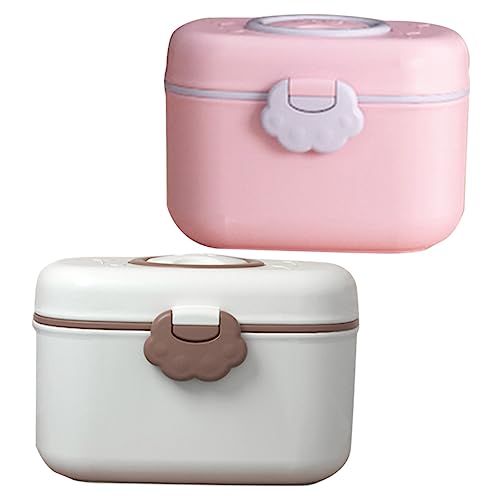COOPHYA 2個携帯用粉ミルク容器 ベビー用調乳器ボックス 旅行 出先での調乳に 密閉設計で衛生的に保存 取っ手付きで持ち運び便利