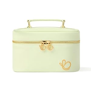 Pistachio Vanity Case, Spacious, Gold-Tone Zip, Top Handle, for Beauty and Bath Essentials, Available in Three Sizes (Small)