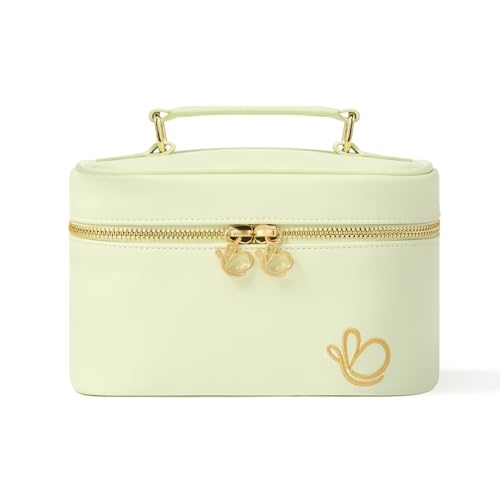 Pistachio Vanity Case, Spacious, Gold-Tone Zip, Top Handle, for Beauty and Bath Essentials, Available in Three Sizes (Small)