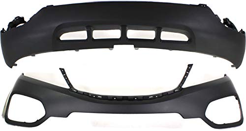 Evan Fischer Bumper Cover Set of 2 Compatible With Kia Sorento 2011-2013, Primed, Front, Upper and Lower