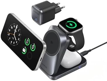 Anker Prime 3-in-1 Ladestation,Qi2.2 25W, AirCool kabelloses Ladegerät | Kompakt & faltbar, MagSafe-kompatibel für iPhone 17, Apple Watch & AirPods (ohne Akku, Netzteil erforderlic