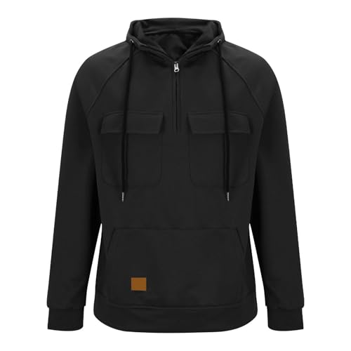 Mens Hooded Sweatshirts Pullover Casual Fashion Long Sleeve Tactical Cargo Hoodies Lightweight Multi Pocket Shirt2