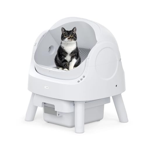 AutoScooper 11 Self Cleaning Litter Box, Open Top Automatic Cat Litter Box for Cats, Integrated Safety Protection Self Cleaning Litter Box with Mat & Liner, White (Manufacturer by PETPIVOT INC)